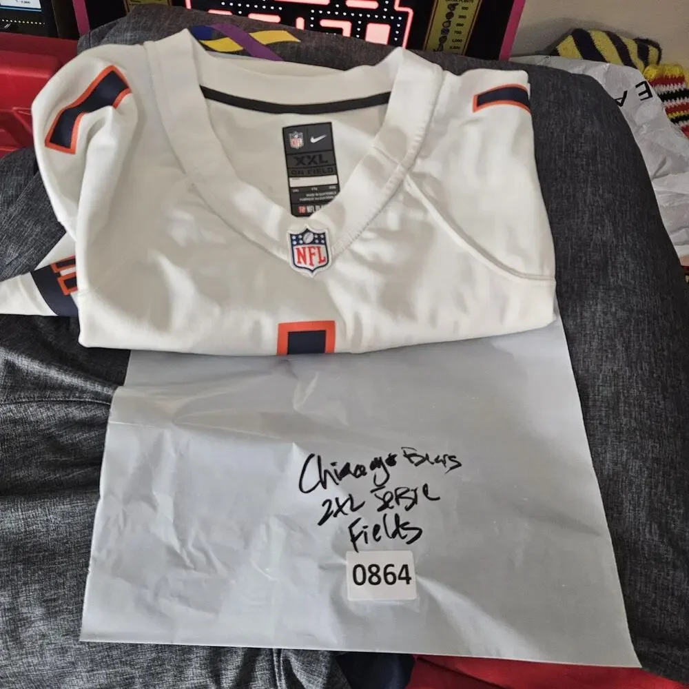 Chicago Bears Jersey Mens 2XL White NFL Football Justin Fields Nike GSH Stitched
